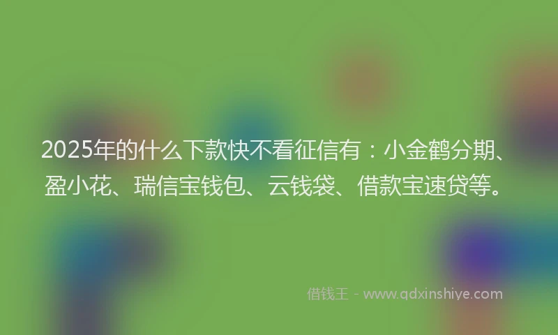 2025年的什么下款快不看征信有：小金鹤分期、盈小花、瑞信宝钱包、云钱袋、借款宝速贷等。