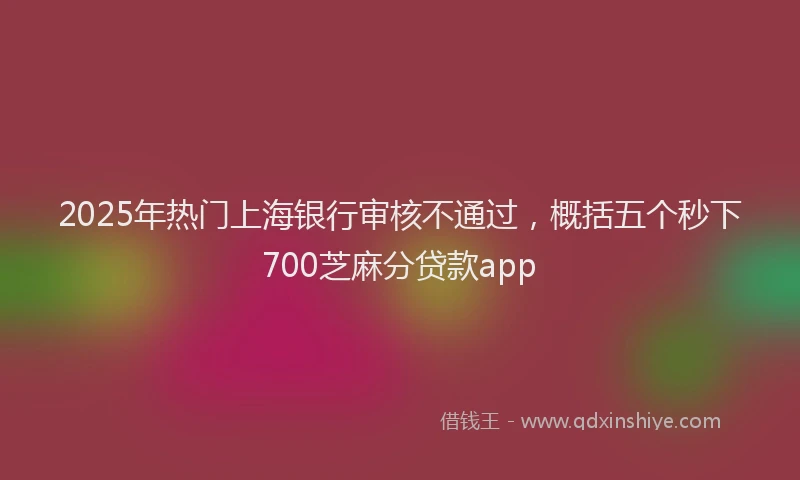 2025年热门上海银行审核不通过，概括五个秒下700芝麻分贷款app