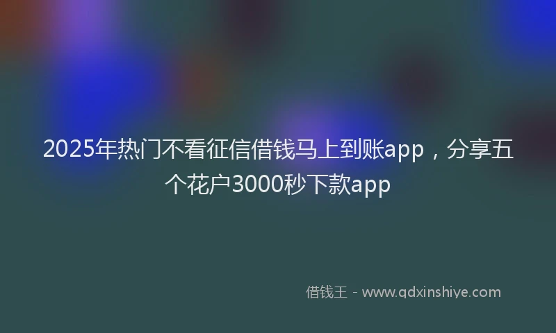 2025年热门不看征信借钱马上到账app，分享五个花户3000秒下款app