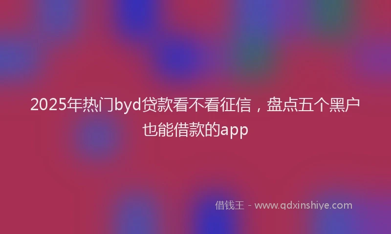 2025年热门byd贷款看不看征信，盘点五个黑户也能借款的app