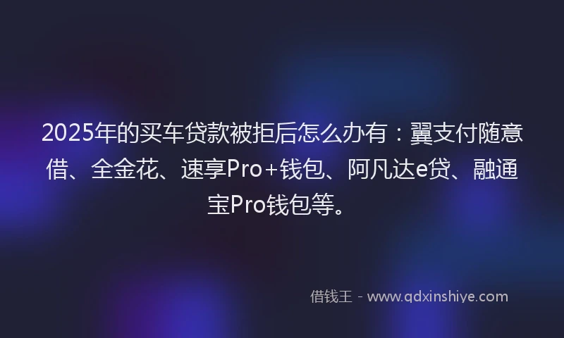 2025年的买车贷款被拒后怎么办有：翼支付随意借、全金花、速享Pro+钱包、阿凡达e贷、融通宝Pro钱包等。