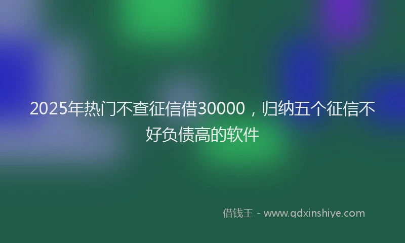 2025年热门不查征信借30000，归纳五个征信不好负债高的软件