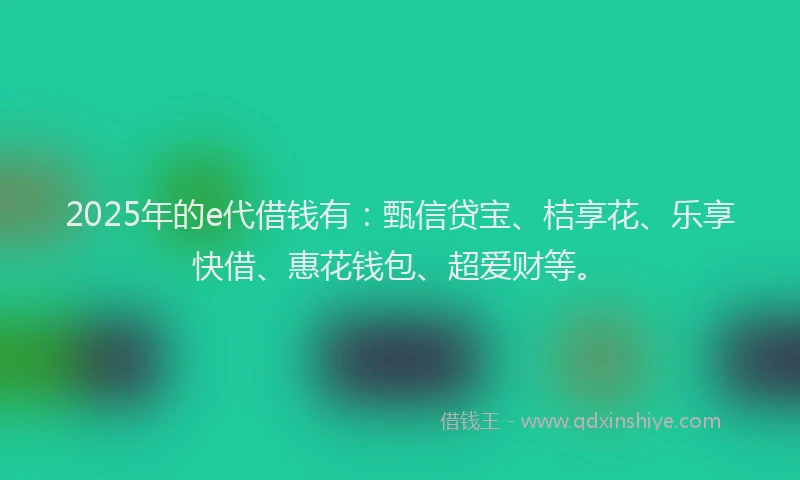 2025年的e代借钱有：甄信贷宝、桔享花、乐享快借、惠花钱包、超爱财等。