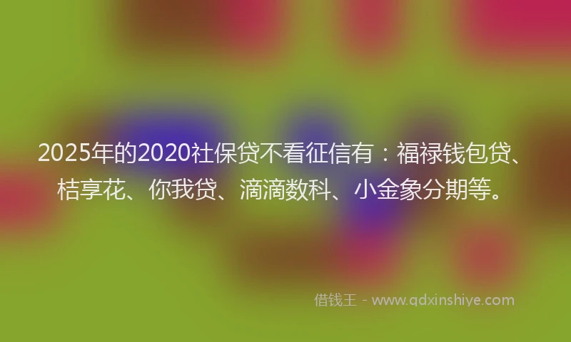 2025年的2020社保贷不看征信有：福禄钱包贷、桔享花、你我贷、滴滴数科、小金象分期等。