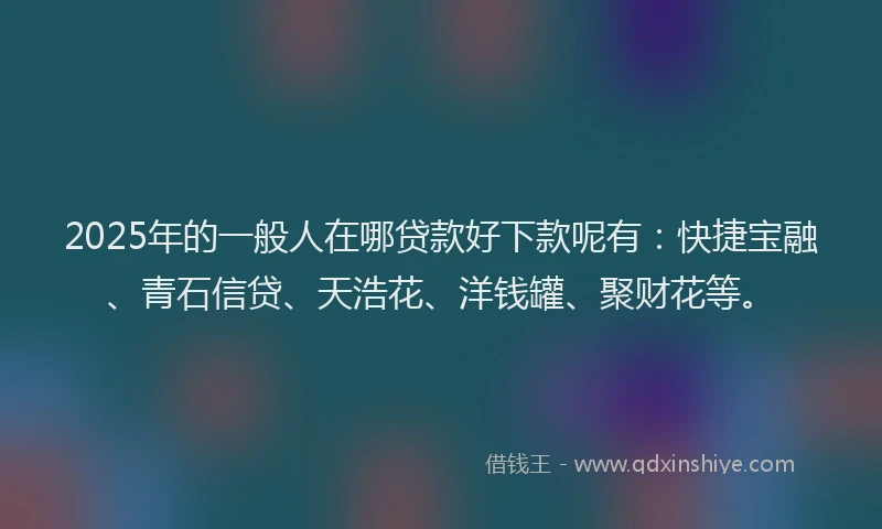 2025年的一般人在哪贷款好下款呢有：快捷宝融、青石信贷、天浩花、洋钱罐、聚财花等。