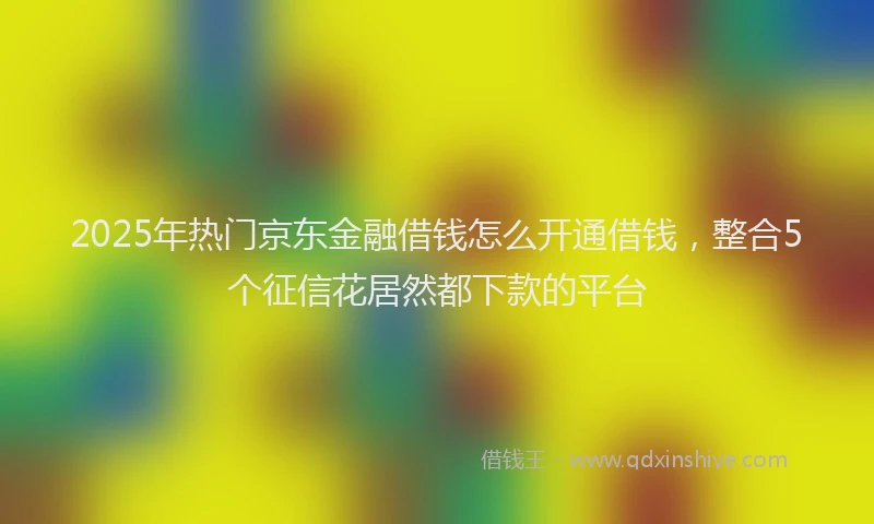 2025年热门京东金融借钱怎么开通借钱，整合5个征信花居然都下款的平台