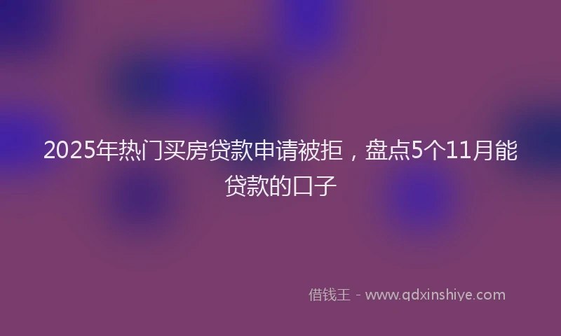 2025年热门买房贷款申请被拒，盘点5个11月能贷款的口子