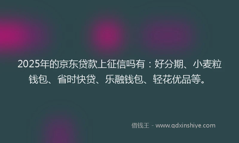 2025年的京东贷款上征信吗有：好分期、小麦粒钱包、省时快贷、乐融钱包、轻花优品等。