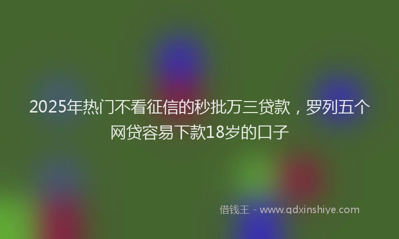 2025年热门不看征信的秒批万三贷款，罗列五个网贷容易下款18岁的口子