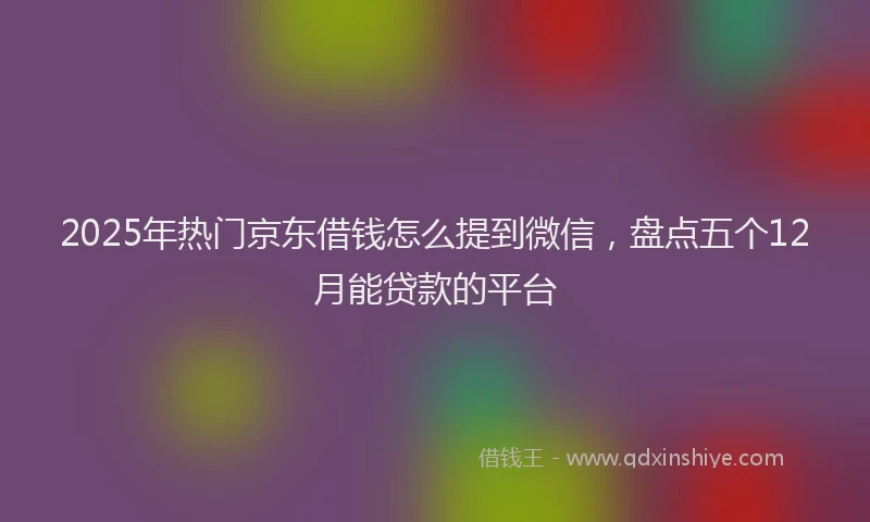 2025年热门京东借钱怎么提到微信，盘点五个12月能贷款的平台