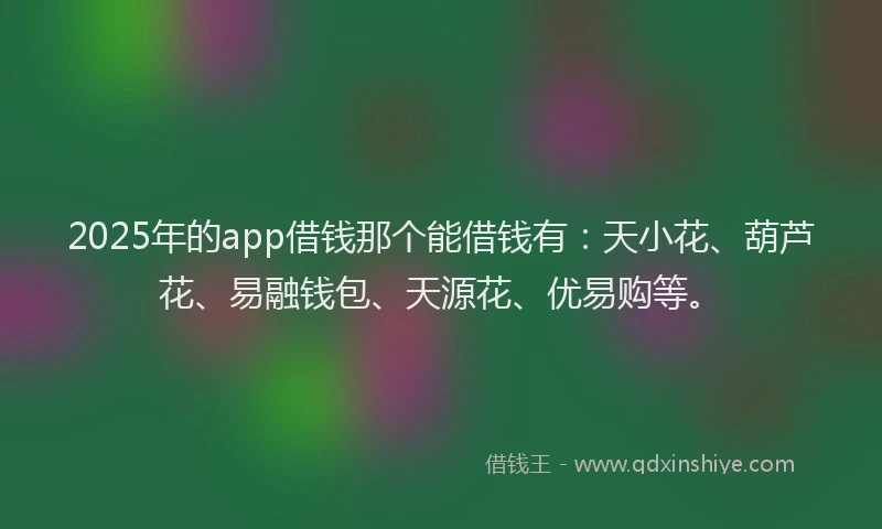 2025年的app借钱那个能借钱有：天小花、葫芦花、易融钱包、天源花、优易购等。