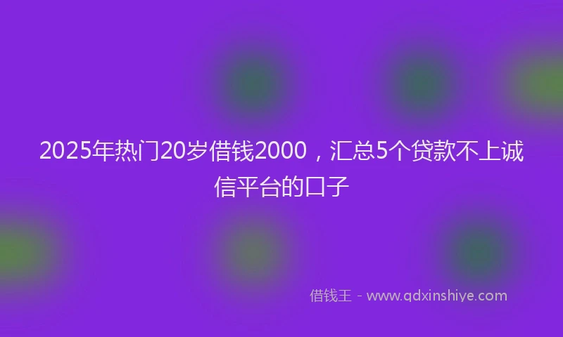 2025年热门20岁借钱2000，汇总5个贷款不上诚信平台的口子