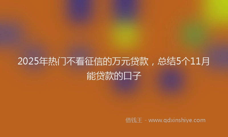 2025年热门不看征信的万元贷款，总结5个11月能贷款的口子