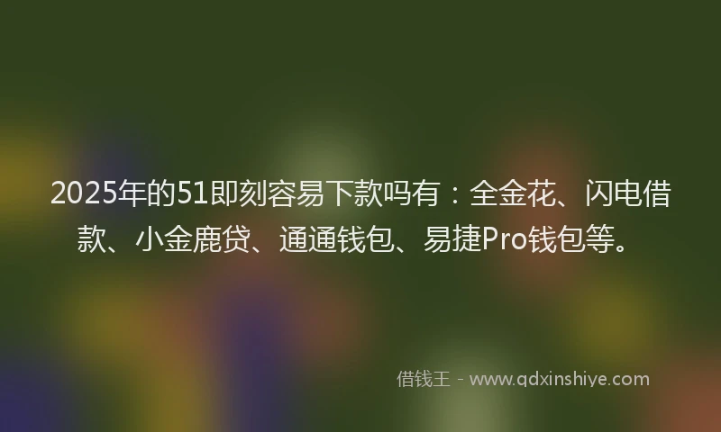 2025年的51即刻容易下款吗有：全金花、闪电借款、小金鹿贷、通通钱包、易捷Pro钱包等。
