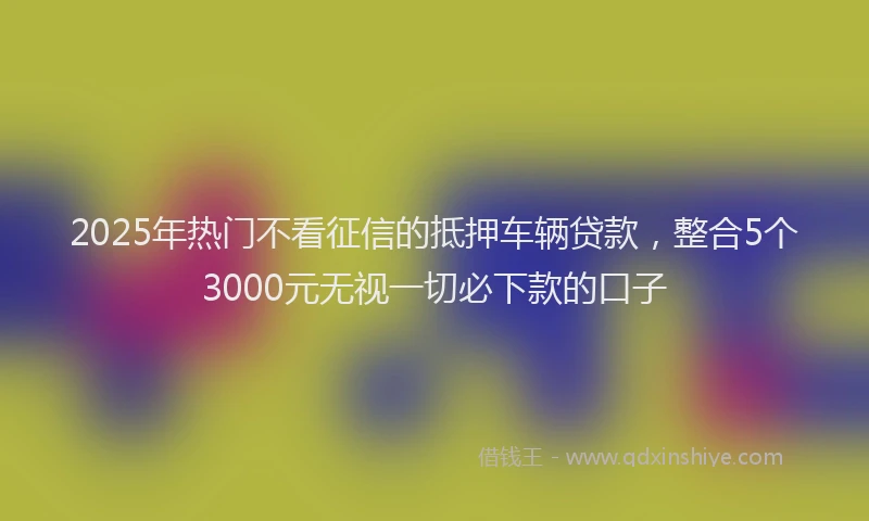 2025年热门不看征信的抵押车辆贷款，整合5个3000元无视一切必下款的口子