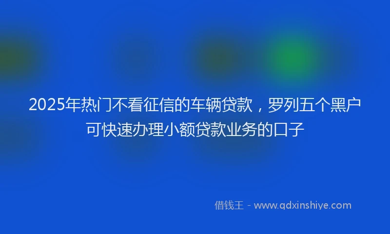 2025年热门不看征信的车辆贷款，罗列五个黑户可快速办理小额贷款业务的口子