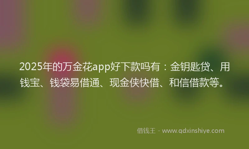 2025年的万金花app好下款吗有：金钥匙贷、用钱宝、钱袋易借通、现金侠快借、和信借款等。
