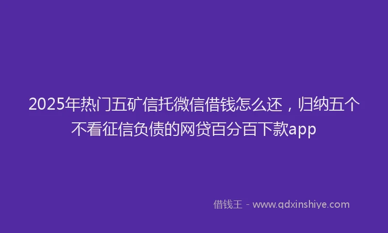 2025年热门五矿信托微信借钱怎么还，归纳五个不看征信负债的网贷百分百下款app