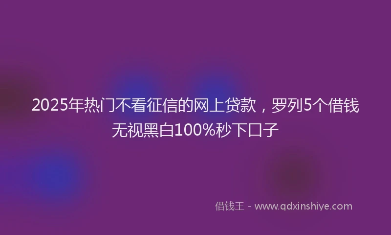 2025年热门不看征信的网上贷款，罗列5个借钱无视黑白100%秒下口子