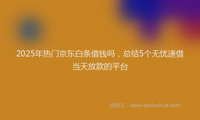 2025年热门京东白条借钱吗，总结5个无忧速借当天放款的平台