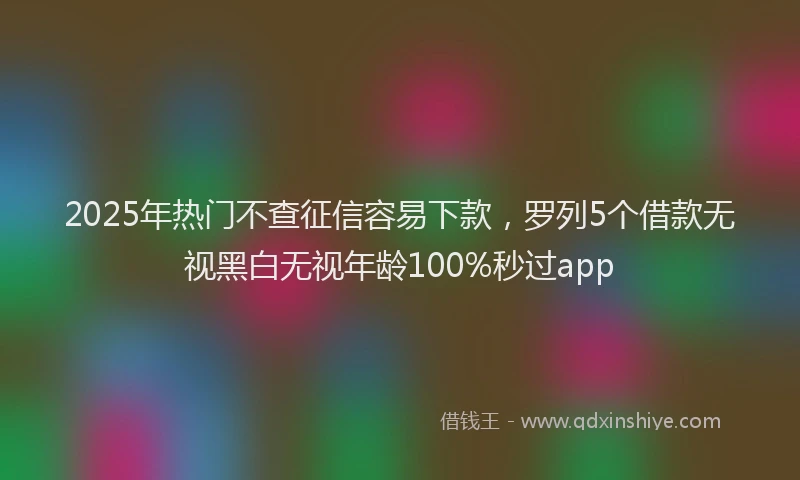 2025年热门不查征信容易下款，罗列5个借款无视黑白无视年龄100%秒过app