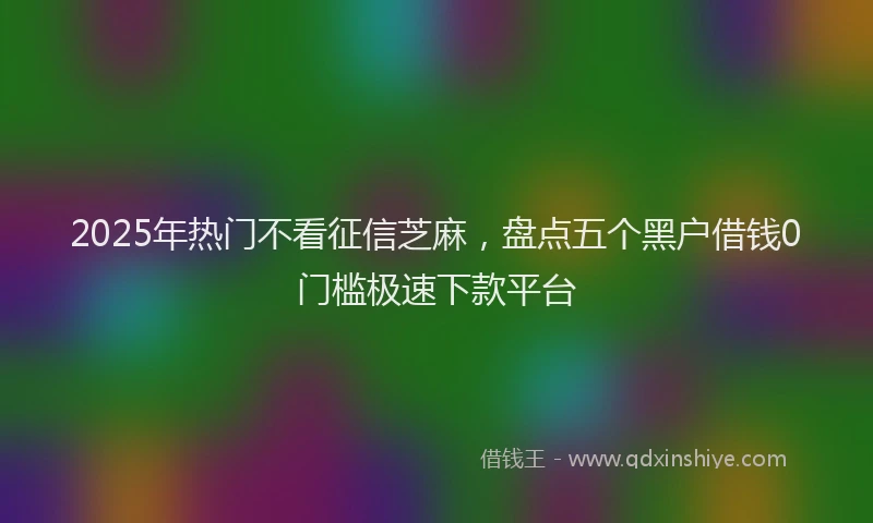 2025年热门不看征信芝麻，盘点五个黑户借钱0门槛极速下款平台