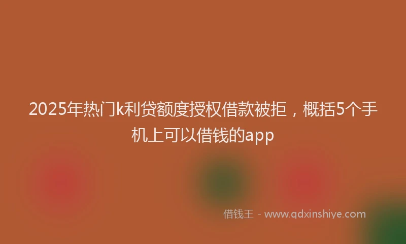2025年热门k利贷额度授权借款被拒，概括5个手机上可以借钱的app