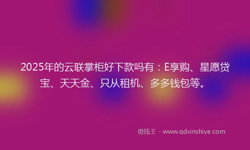 2025年的云联掌柜好下款吗有：E享购、星愿贷宝、天天金、只从租机、多多钱包等。