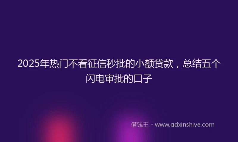 2025年热门不看征信秒批的小额贷款，总结五个闪电审批的口子
