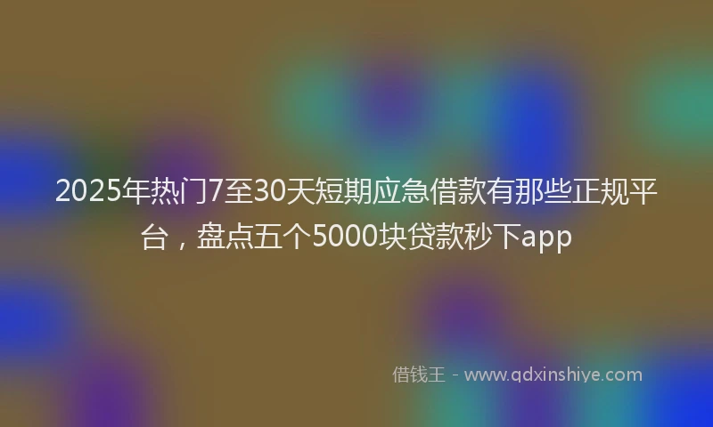 2025年热门7至30天短期应急借款有那些正规平台，盘点五个5000块贷款秒下app