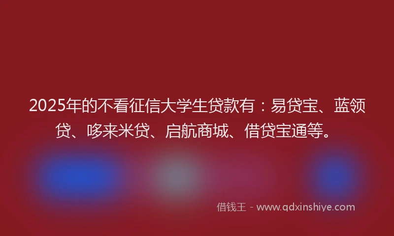 2025年的不看征信大学生贷款有：易贷宝、蓝领贷、哆来米贷、启航商城、借贷宝通等。