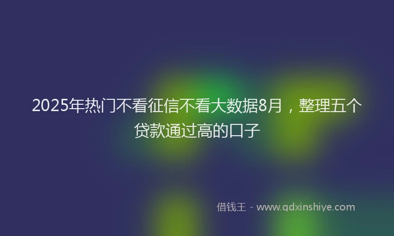 2025年热门不看征信不看大数据8月，整理五个贷款通过高的口子