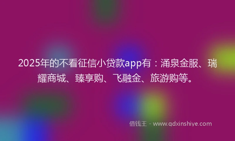 2025年的不看征信小贷款app有：涌泉金服、瑞耀商城、臻享购、飞融金、旅游购等。