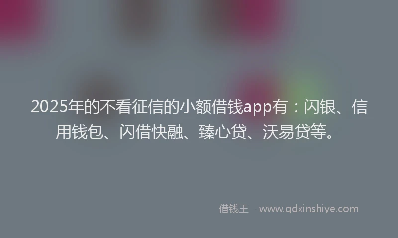 2025年的不看征信的小额借钱app有：闪银、信用钱包、闪借快融、臻心贷、沃易贷等。