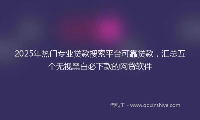 2025年热门专业贷款搜索平台可靠贷款，汇总五个无视黑白必下款的网贷软件