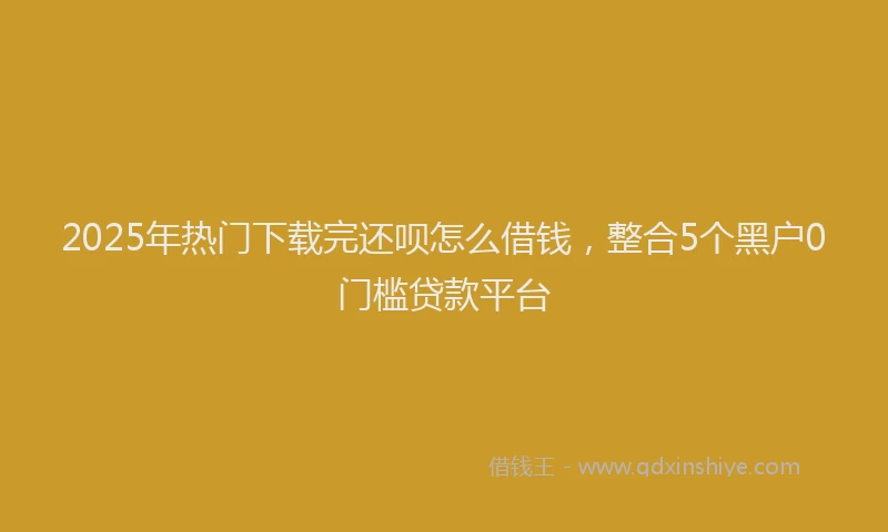 2025年热门下载完还呗怎么借钱，整合5个黑户0门槛贷款平台
