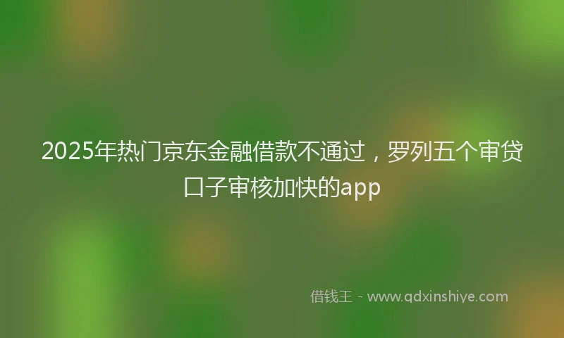 2025年热门京东金融借款不通过，罗列五个审贷口子审核加快的app