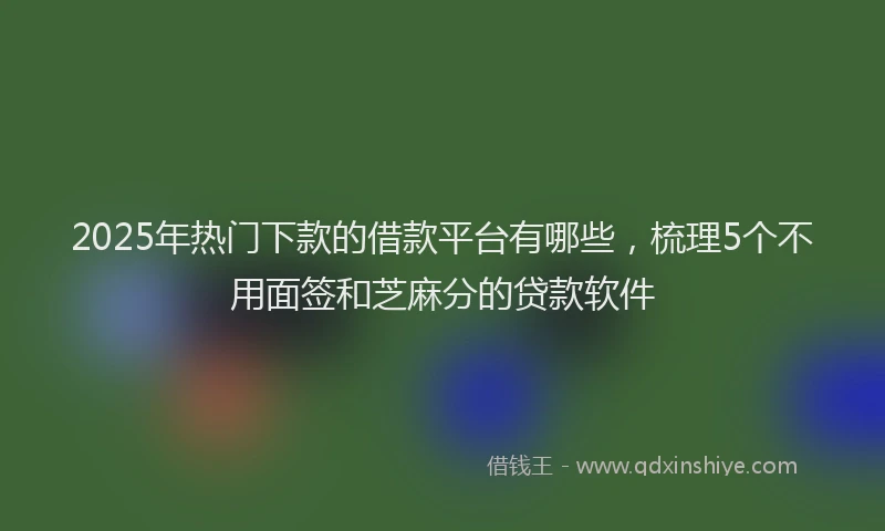 2025年热门下款的借款平台有哪些，梳理5个不用面签和芝麻分的贷款软件