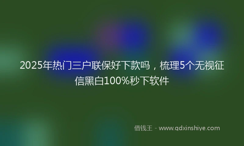 2025年热门三户联保好下款吗，梳理5个无视征信黑白100%秒下软件