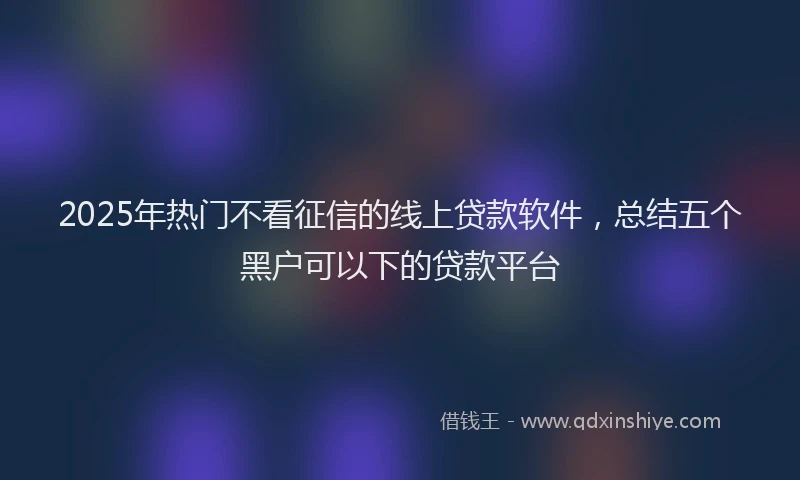 2025年热门不看征信的线上贷款软件，总结五个黑户可以下的贷款平台