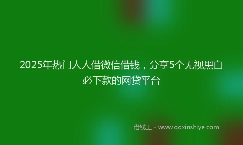 2025年热门人人借微信借钱，分享5个无视黑白必下款的网贷平台