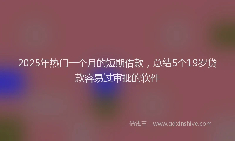 2025年热门一个月的短期借款，总结5个19岁贷款容易过审批的软件