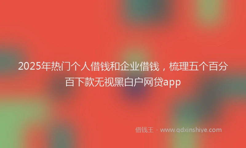 2025年热门个人借钱和企业借钱，梳理五个百分百下款无视黑白户网贷app