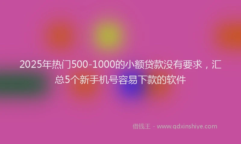 2025年热门500-1000的小额贷款没有要求，汇总5个新手机号容易下款的软件