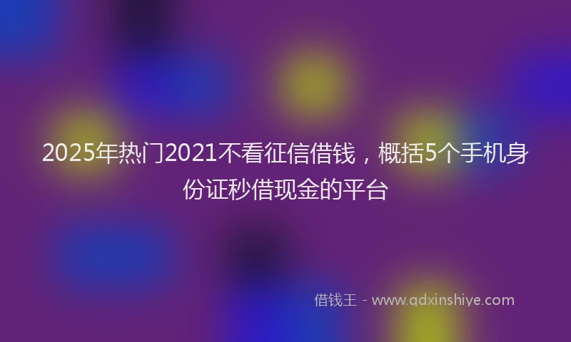 2025年热门2021不看征信借钱，概括5个手机身份证秒借现金的平台