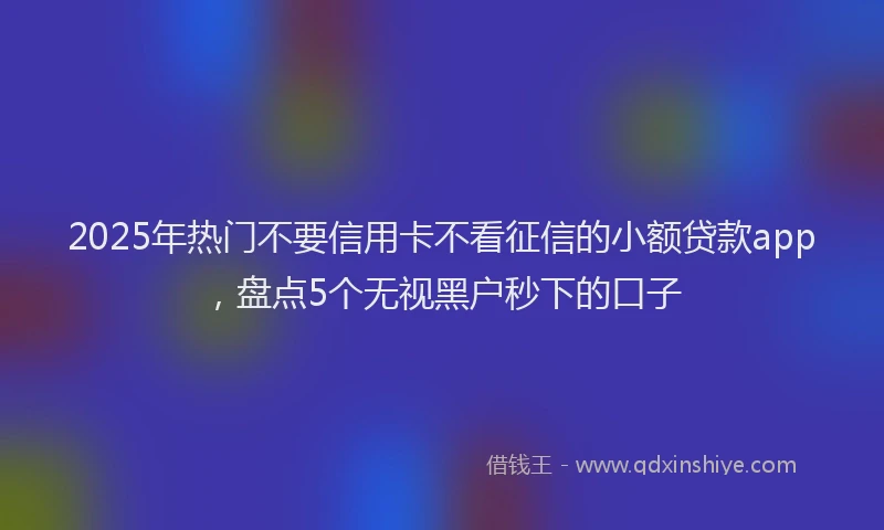 2025年热门不要信用卡不看征信的小额贷款app，盘点5个无视黑户秒下的口子