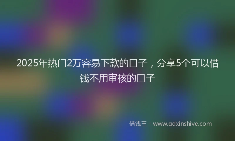2025年热门2万容易下款的口子，分享5个可以借钱不用审核的口子