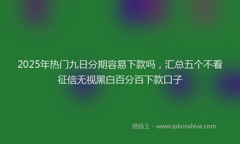 2025年热门九日分期容易下款吗，汇总五个不看征信无视黑白百分百下款口子
