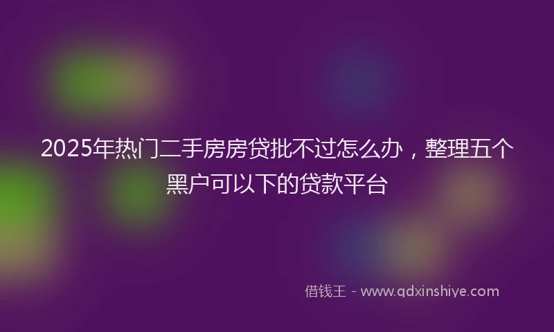 2025年热门二手房房贷批不过怎么办，整理五个黑户可以下的贷款平台