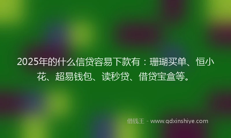 2025年的什么信贷容易下款有：珊瑚买单、恒小花、超易钱包、读秒贷、借贷宝盒等。